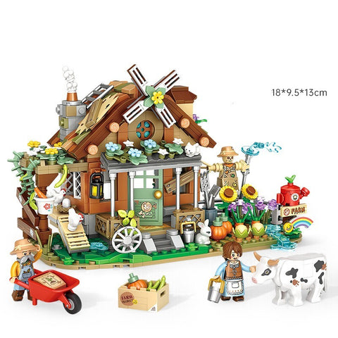 Assembling Small Particle Building Blocks Street Scene Cottage Candy House