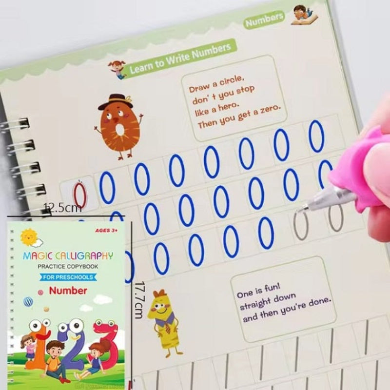 Magic Reusable Copybook for Kids – Handwriting Practice with Disappearing Ink Pen