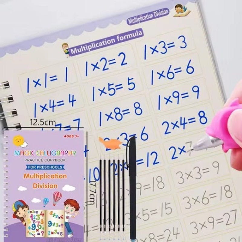 Magic Reusable Copybook for Kids – Handwriting Practice with Disappearing Ink Pen