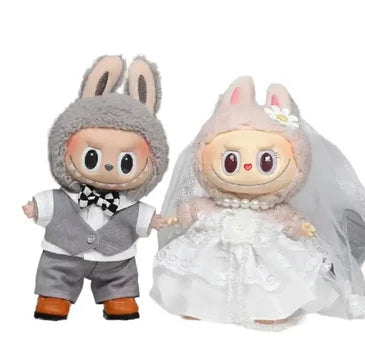 Labubu Doll Wedding Dress Set – Bride & Groom Outfits for 17cm Dolls