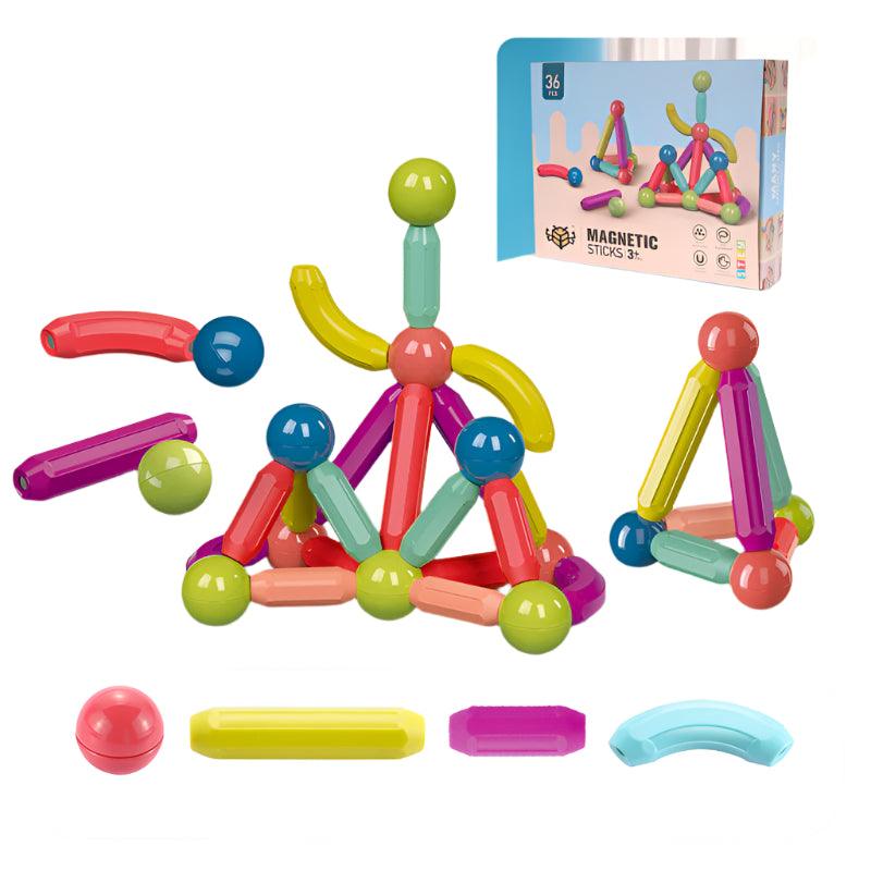 Magnetic Constructor Blocks Set - STEM Building Toy for Creative Kids - araxla