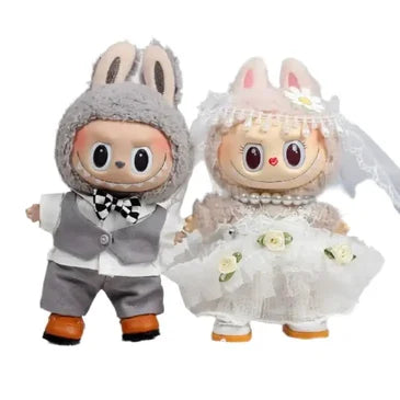 Labubu Doll Wedding Dress Set – Bride & Groom Outfits for 17cm Dolls