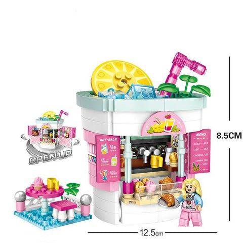 Assembling Small Particle Building Blocks Street Scene Cottage Candy House