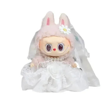 Labubu Doll Wedding Dress Set – Bride & Groom Outfits for 17cm Dolls