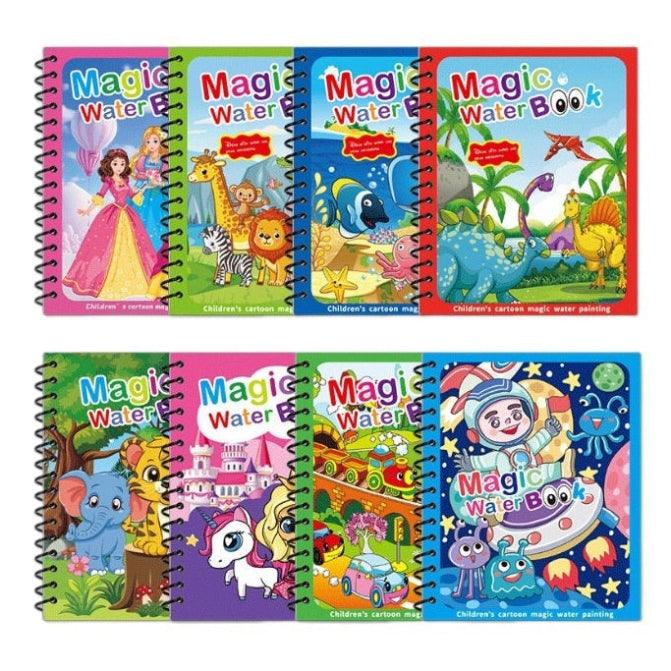 Magic Water Coloring Book Set - 5 Reusable Activity Books for Mess - Free Fun - araxla