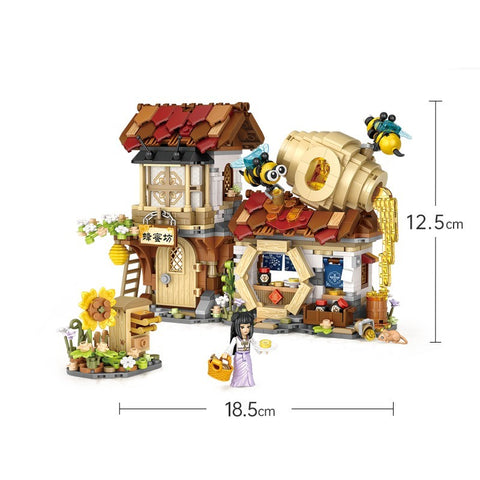 Assembling Small Particle Building Blocks Street Scene Cottage Candy House
