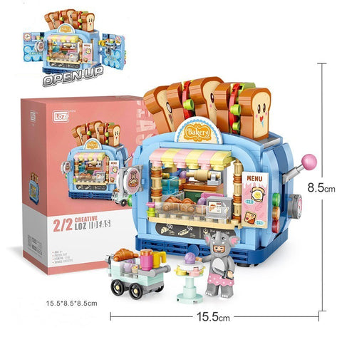 Assembling Small Particle Building Blocks Street Scene Cottage Candy House