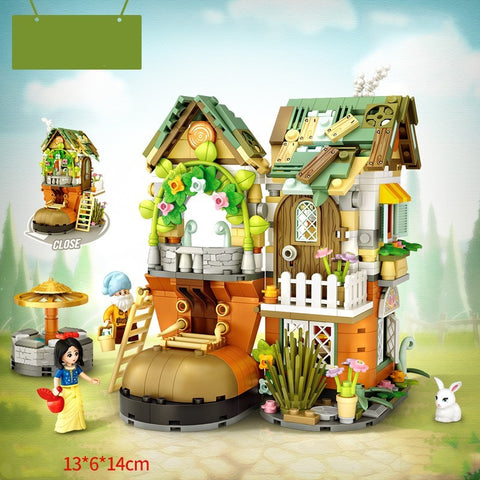 Assembling Small Particle Building Blocks Street Scene Cottage Candy House