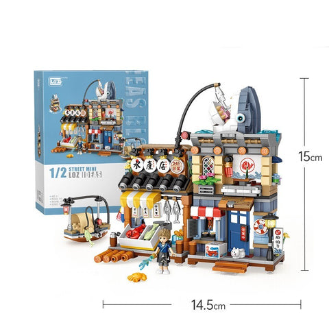 Assembling Small Particle Building Blocks Street Scene Cottage Candy House