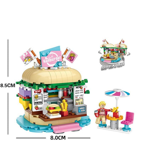 Assembling Small Particle Building Blocks Street Scene Cottage Candy House