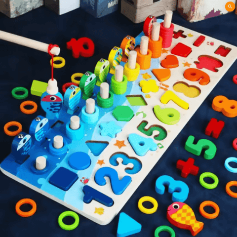 Montessori Math Learning Toy - Magnetic Fishing Game for Early Math Skills - araxla