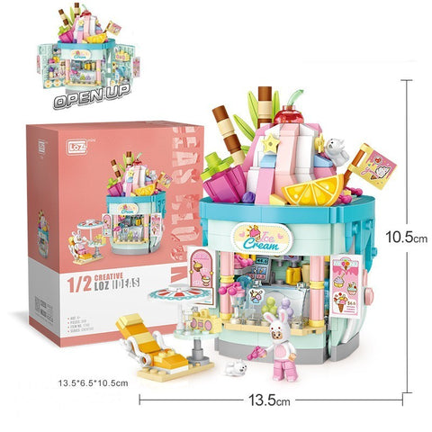 Assembling Small Particle Building Blocks Street Scene Cottage Candy House