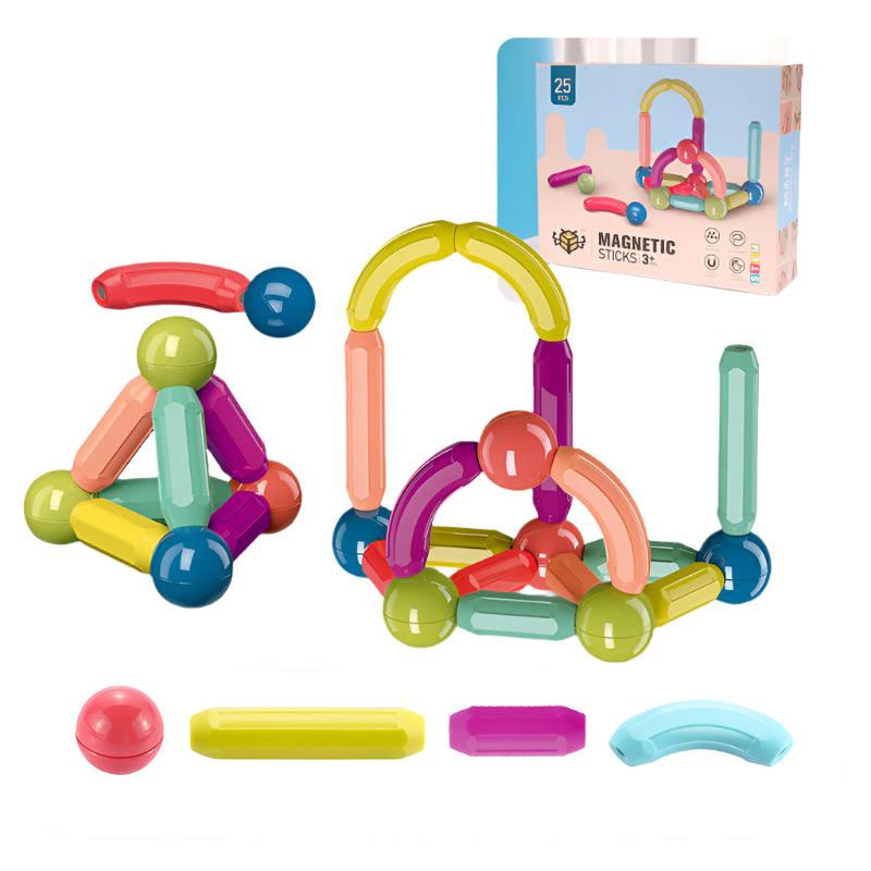 Magnetic Constructor Blocks Set - STEM Building Toy for Creative Kids - araxla
