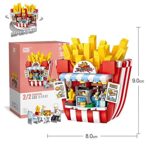 Assembling Small Particle Building Blocks Street Scene Cottage Candy House