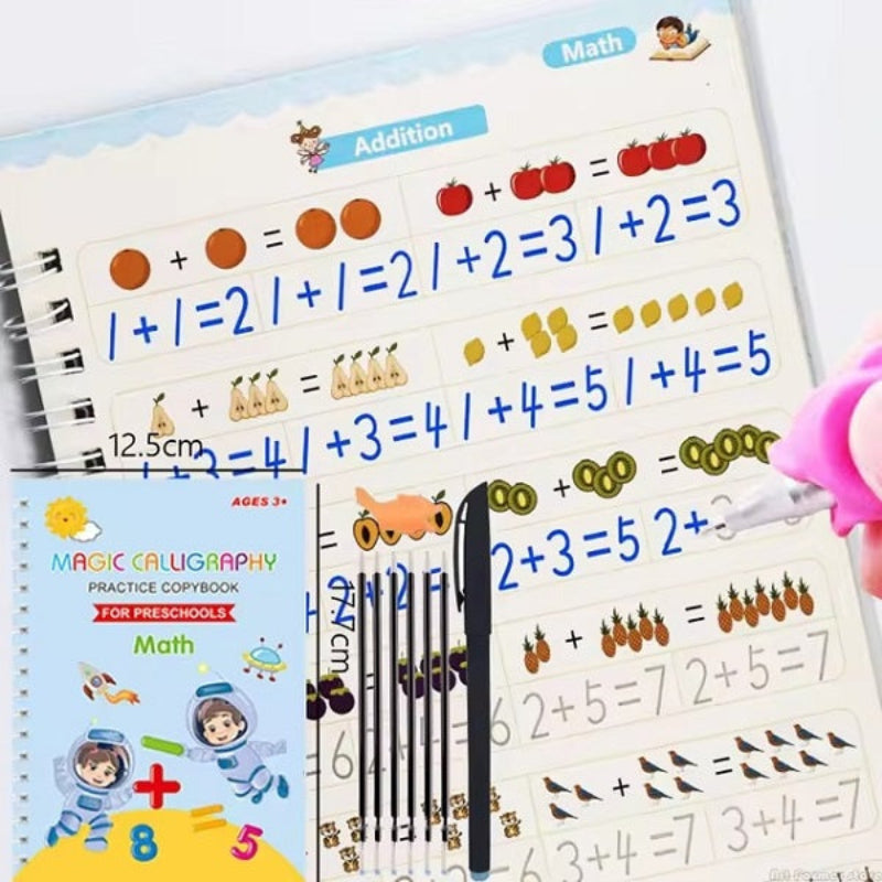 Magic Reusable Copybook for Kids – Handwriting Practice with Disappearing Ink Pen