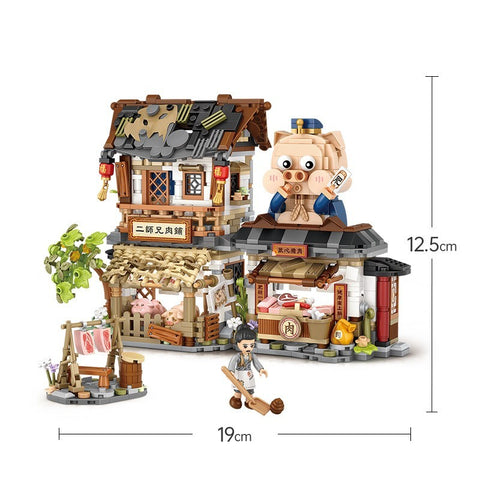 Assembling Small Particle Building Blocks Street Scene Cottage Candy House
