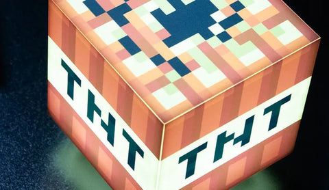 Minecraft TNT Block Light - Official Game Sounds, Handheld LED Night Light, Gaming Room Decor - araxla