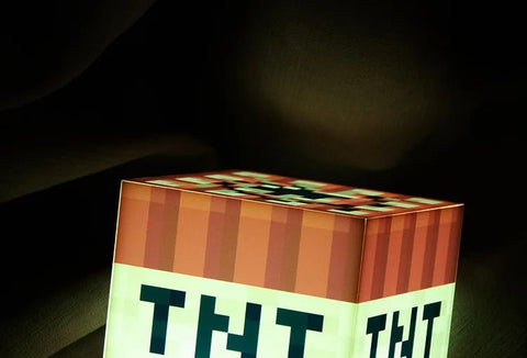 Minecraft TNT Block Light - Official Game Sounds, Handheld LED Night Light, Gaming Room Decor - araxla