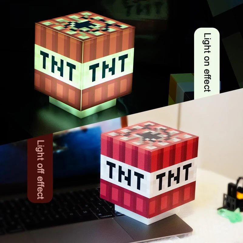 Minecraft TNT Block Light - Official Game Sounds, Handheld LED Night Light, Gaming Room Decor - araxla