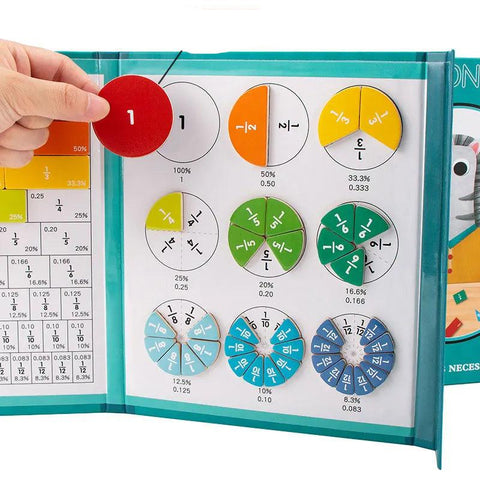 Children's Magnetic Fraction Learning Set - Interactive Math Toy for Kids - araxla