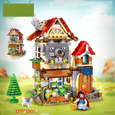 Assembling Small Particle Building Blocks Street Scene Cottage Candy House