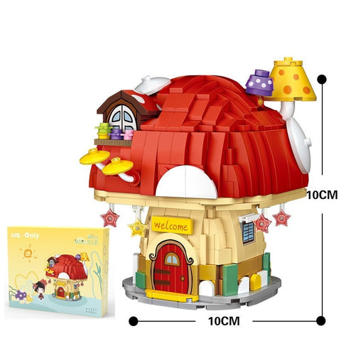 Assembling Small Particle Building Blocks Street Scene Cottage Candy House