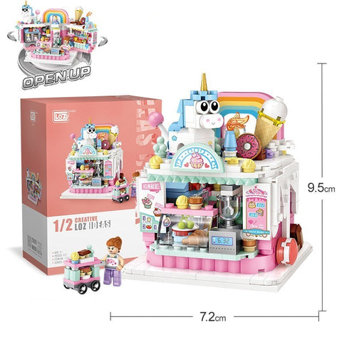 Assembling Small Particle Building Blocks Street Scene Cottage Candy House