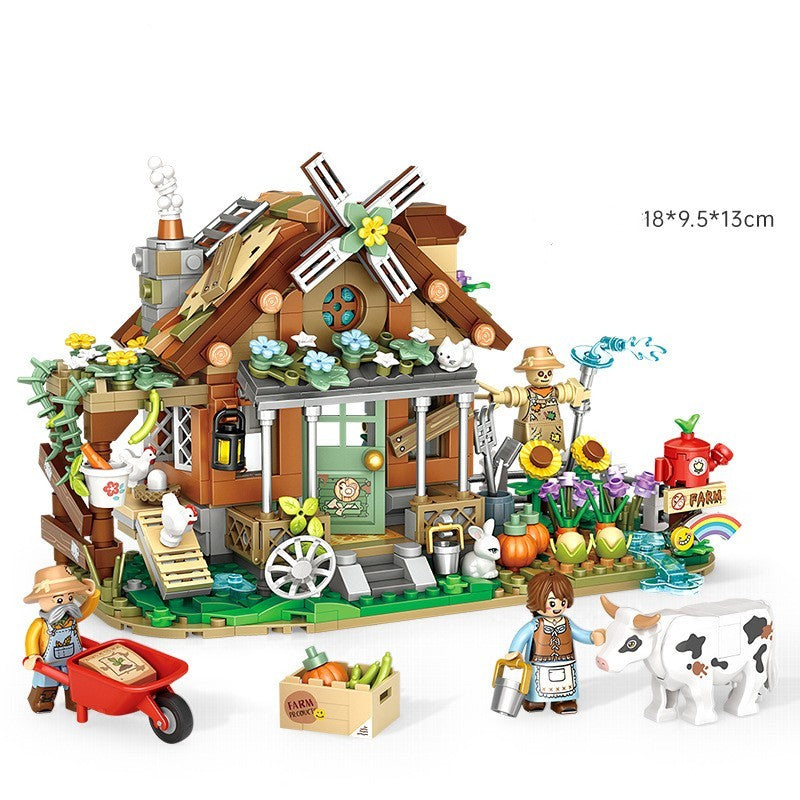 Assembling Small Particle Building Blocks Street Scene Cottage Candy House