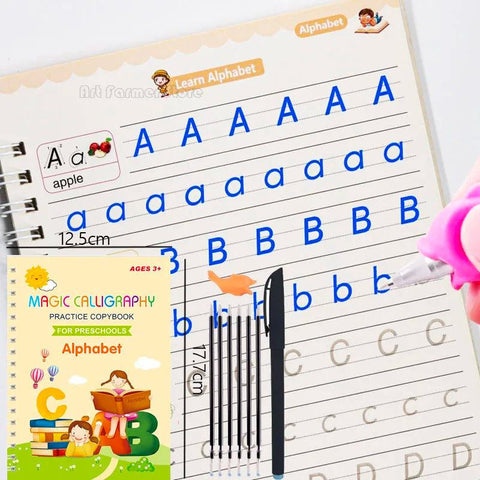 Magic Reusable Copybook - Handwriting Practice for Kids with Disappearing Ink - araxla