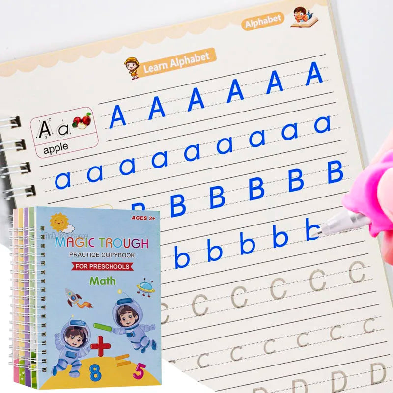 Magic Reusable Copybook for Kids – Handwriting Practice with Disappearing Ink Pen
