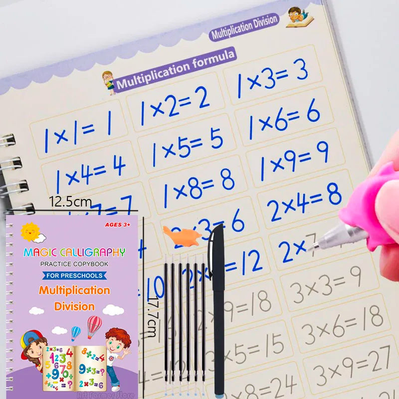 Magic Reusable Copybook for Kids – Handwriting Practice with Disappearing Ink Pen